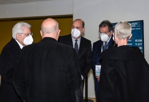 8 Nuvola polo vaccinale President Mattarella in visita con Zingaretti Rosati Fuksas